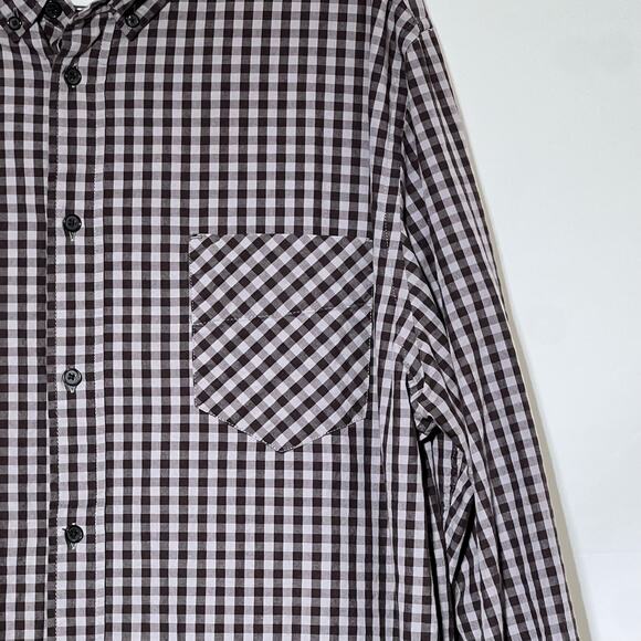 Billy Reid Standard Fit Long Sleeve Button Down Gingham Shirt Gray Mens Size XXL - Picture 4 of 8